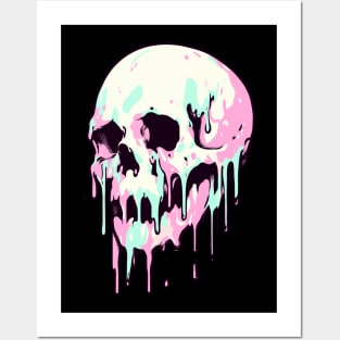 Pastel dripping skull Posters and Art